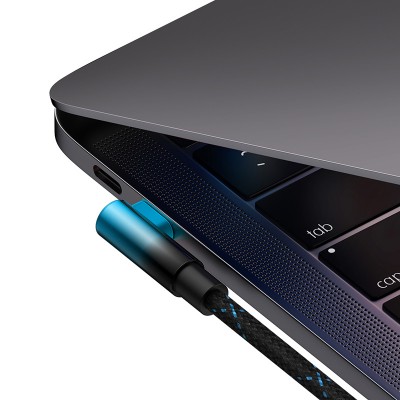 Кабель USB-C BASEUS MVP 2 Elbow-shaped Fast Charging, Type-C - Type-C, 100W, 1 м, черный+синий, угловой Кабель USB-C BASEUS MVP 2 Elbow-shaped Fast Charging, Type-C - Type-C, 100W, 1 м, черный+синий, угловой