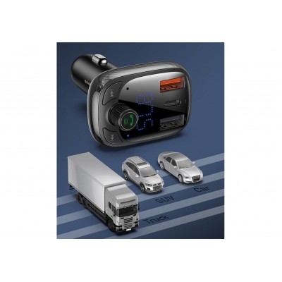 FM - Трансмиттер BASEUS T Shaped S-13, 2*USB+USB-C, черный, дисплей, TF FM - Трансмиттер BASEUS T Shaped S-13, 2*USB+USB-C, черный, дисплей, TF