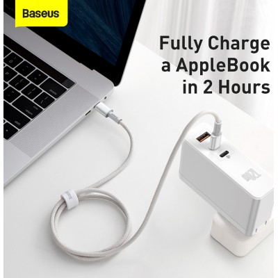 Кабель USB-C BASEUS High Density Braided, Type-C - Type-C, 5A, 1 м, белый Кабель USB-C BASEUS High Density Braided, Type-C - Type-C, 5A, 1 м, белый