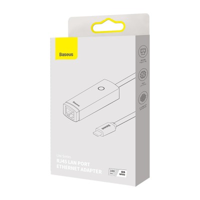 Переходник/Адаптер BASEUS Lite Series Ethernet Adapter, Type-C - RJ45 (100Mbps), белый Переходник/Адаптер BASEUS Lite Series Ethernet Adapter, Type-C - RJ45 (100Mbps), белый