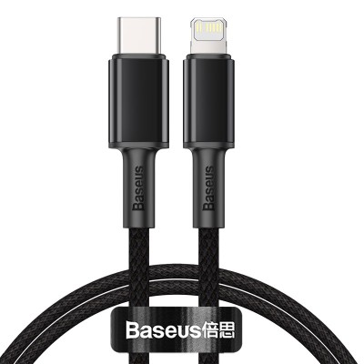 Кабель USB-C BASEUS High Density Braided, Type-C - Lightning, 20W, 1 м, черный Кабель USB-C BASEUS High Density Braided, Type-C - Lightning, 20W, 1 м, черный