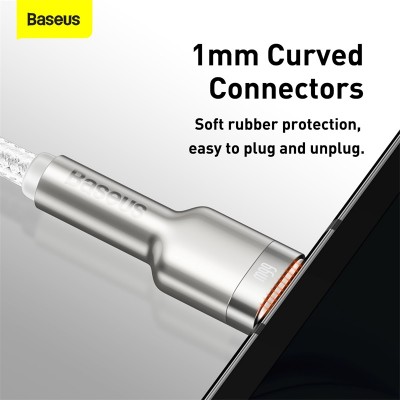 Кабель USB BASEUS Cafule Series Metal, USB - Type-C, 6A, 66W, 2 м, белый Кабель USB BASEUS Cafule Series Metal, USB - Type-C, 6A, 66W, 2 м, белый