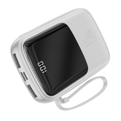 Портативный аккумулятор BASEUS Qpow, 3A, 10000 мА⋅ч, белый, с кабелем Lightning Портативный аккумулятор BASEUS Qpow, 3A, 10000 мА⋅ч, белый, с кабелем Lightning