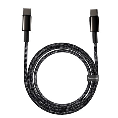 Кабель USB-C BASEUS Tungsten Gold, Type-C - Type-C, 5A, 2 м, черный Кабель USB-C BASEUS Tungsten Gold, Type-C - Type-C, 5A, 2 м, черный
