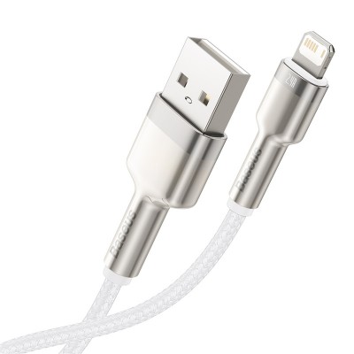 Кабель USB BASEUS Cafule Series Metal, USB - Lightning, 2.4А, 2 м, белый Кабель USB BASEUS Cafule Series Metal, USB - Lightning, 2.4А, 2 м, белый