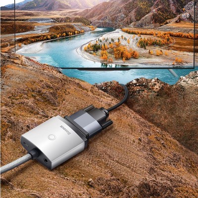 Переходник/Адаптер BASEUS Lite Series Adapter, HDMI - VGA (3.5mm Aux Port & Micro USB Power Input), белый Переходник/Адаптер BASEUS Lite Series Adapter, HDMI - VGA (3.5mm Aux Port & Micro USB Power Input), белый