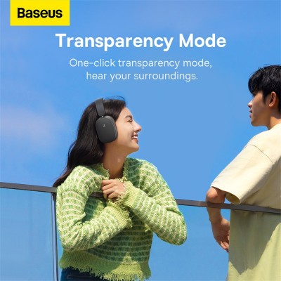 Беспроводные наушники BASEUS Bowie H1, Bluetooth, 800 мАч, серый Беспроводные наушники BASEUS Bowie H1, Bluetooth, 800 мАч, серый