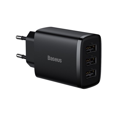 Зарядное устройство BASEUS Compact Charger 3U 3*USB, 3.4A, 17W, черный Зарядное устройство BASEUS Compact Charger 3U 3*USB, 3.4A, 17W, черный