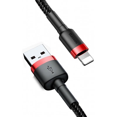 Кабель USB BASEUS Cafule, USB - Lightning, 2.4А, 1 м, красный+черный Кабель USB BASEUS Cafule, USB - Lightning, 2.4А, 1 м, красный+черный