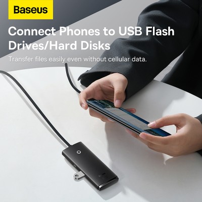 Переходник/Адаптер BASEUS Lite Series 4-Port, Разветвитель, USB - 4xUSB3.0, черный, кабель 2м Переходник/Адаптер BASEUS Lite Series 4-Port, Разветвитель, USB - 4xUSB3.0, черный, кабель 2м