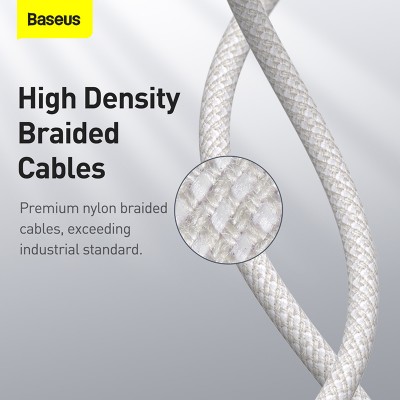 Кабель USB-C BASEUS High Density Braided, Type-C - Type-C, 5A, 1 м, белый Кабель USB-C BASEUS High Density Braided, Type-C - Type-C, 5A, 1 м, белый