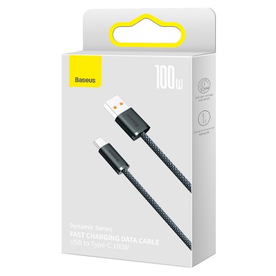 Кабель USB BASEUS Dynamic Series Fast Charging, USB - Type-C, 100W, 1 м, серый шифер Кабель USB BASEUS Dynamic Series Fast Charging, USB - Type-C, 100W, 1 м, серый шифер