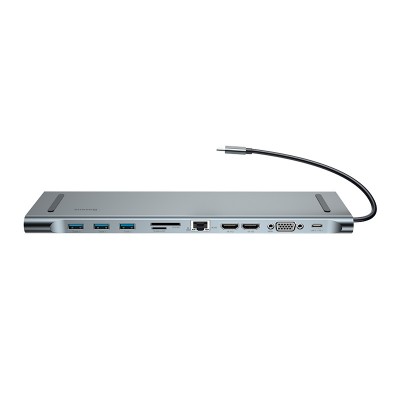 Переходник/Адаптер BASEUS C-C3UEHVMSDC35, Разветвитель, Type-C - 3xUSB3.0 + 2xHDMI + VGA + TF/SD + RJ45 + PD + 3.5mm, те Переходник/Адаптер BASEUS C-C3UEHVMSDC35, Разветвитель, Type-C - 3xUSB3.0 + 2xHDMI + VGA + TF/SD + RJ45 + PD + 3.5mm, те