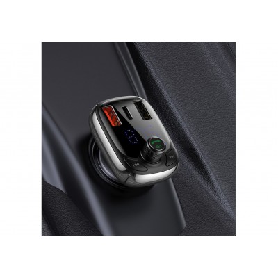 FM - Трансмиттер BASEUS T Shaped S-13, 2*USB+USB-C, черный, дисплей, TF FM - Трансмиттер BASEUS T Shaped S-13, 2*USB+USB-C, черный, дисплей, TF