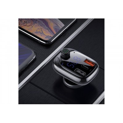 FM - Трансмиттер BASEUS T Shaped S-13, 2*USB+USB-C, черный, дисплей, TF FM - Трансмиттер BASEUS T Shaped S-13, 2*USB+USB-C, черный, дисплей, TF