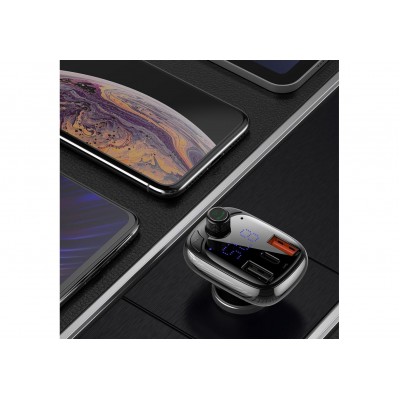 FM - Трансмиттер BASEUS T Shaped S-13, 2*USB+USB-C, черный, дисплей, TF FM - Трансмиттер BASEUS T Shaped S-13, 2*USB+USB-C, черный, дисплей, TF
