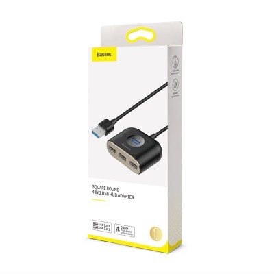 Переходник/Адаптер BASEUS Square round, USB3.0 - USB3.0 + 3xUSB2.0, 1 м, черный Переходник/Адаптер BASEUS Square round, USB3.0 - USB3.0 + 3xUSB2.0, 1 м, черный