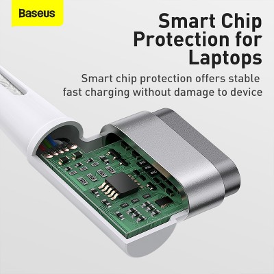 Кабель USB-C BASEUS Zinc Magnetic Series iP Laptop, Type-C - L-shaped, 60W, 2 м, белый Кабель USB-C BASEUS Zinc Magnetic Series iP Laptop, Type-C - L-shaped, 60W, 2 м, белый
