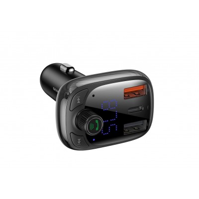 FM - Трансмиттер BASEUS T Shaped S-13, 2*USB+USB-C, черный, дисплей, TF FM - Трансмиттер BASEUS T Shaped S-13, 2*USB+USB-C, черный, дисплей, TF