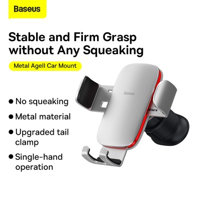 Автомобильный держатель BASEUS Metal AgeⅡ, серебристый, на воздуховод Автомобильный держатель BASEUS Metal AgeⅡ, серебристый, на воздуховод