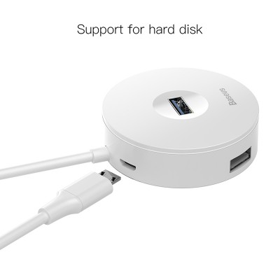 Переходник/Адаптер BASEUS Round Box, Разветвитель, USB - 1xUSB3.0 + 3xUSB2.0, 25 см, белый Переходник/Адаптер BASEUS Round Box, Разветвитель, USB - 1xUSB3.0 + 3xUSB2.0, 25 см, белый