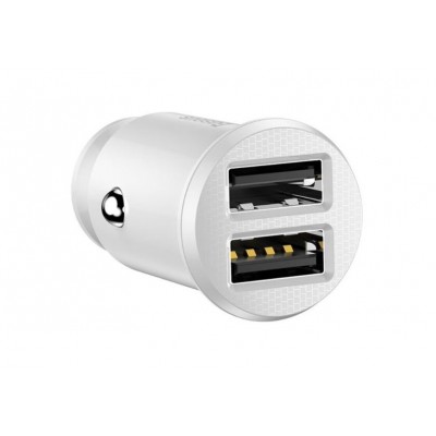 Автомобильное зарядное устройство BASEUS Grain, 2*USB, 3.1A, 5W, белый Автомобильное зарядное устройство BASEUS Grain, 2*USB, 3.1A, 5W, белый