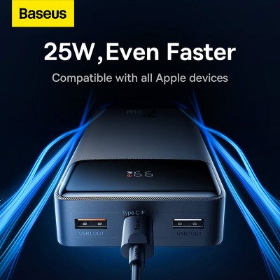 Портативный аккумулятор BASEUS Bipow Digital Display Fast charge 25W OS, 3A, 20000 мА⋅ч, черный Портативный аккумулятор BASEUS Bipow Digital Display Fast charge 25W OS, 3A, 20000 мА⋅ч, черный