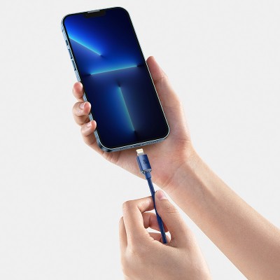 Кабель USB-C BASEUS Crystal Shine Series Fast Charging, Type-C - Lightning, 20W, 2 м, синий Кабель USB-C BASEUS Crystal Shine Series Fast Charging, Type-C - Lightning, 20W, 2 м, синий