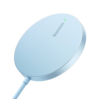 Беспроводное зарядное устройство BASEUS Simple Mini3 Magnetic Wireless Charger + Кабель Type-C, 2A, 15W, синий Беспроводное зарядное устройство BASEUS Simple Mini3 Magnetic Wireless Charger + Кабель Type-C, 2A, 15W, синий