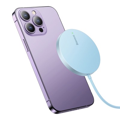 Беспроводное зарядное устройство BASEUS Simple Mini3 Magnetic Wireless Charger + Кабель Type-C, 2A, 15W, синий Беспроводное зарядное устройство BASEUS Simple Mini3 Magnetic Wireless Charger + Кабель Type-C, 2A, 15W, синий