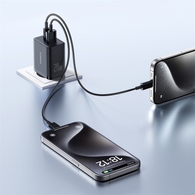 Зарядное устройство BASEUS Cube Fast Charger USB+Type-C, 20W, черный Зарядное устройство BASEUS Cube Fast Charger USB+Type-C, 20W, черный