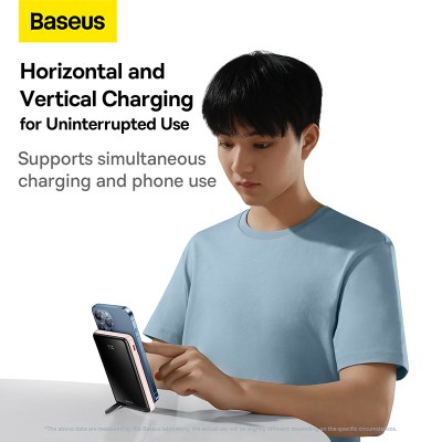 Портативный аккумулятор BASEUS Magnetic Bracket Wireless Charging 20W, 3A, 10000 мА⋅ч, розовый, с беспроводной зарядкой Портативный аккумулятор BASEUS Magnetic Bracket Wireless Charging 20W, 3A, 10000 мА⋅ч, розовый, с беспроводной зарядкой