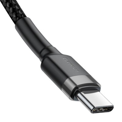 Кабель USB-C BASEUS Cafule, Type-C - Type-C, 3A, 2 м, серый+черный Кабель USB-C BASEUS Cafule, Type-C - Type-C, 3A, 2 м, серый+черный