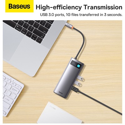 Переходник/Адаптер BASEUS Starjoy Series 7-in-1, Разветвитель, Type-C - 3xUSB3.0+ 2*HDMI+PD+RJ45, серый Переходник/Адаптер BASEUS Starjoy Series 7-in-1, Разветвитель, Type-C - 3xUSB3.0+ 2*HDMI+PD+RJ45, серый