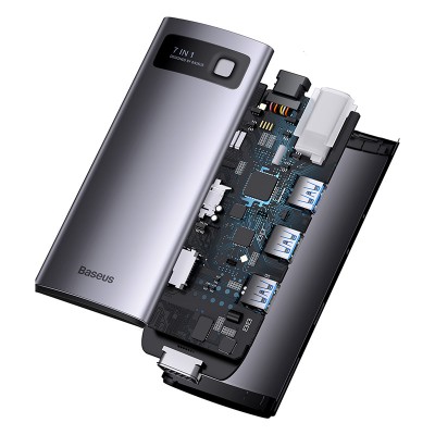 Переходник/Адаптер BASEUS Starjoy Series 7-in-1, Разветвитель, Type-C - 3xUSB3.0+ HDMI+PD+RJ45+VGA, серый Переходник/Адаптер BASEUS Starjoy Series 7-in-1, Разветвитель, Type-C - 3xUSB3.0+ HDMI+PD+RJ45+VGA, серый