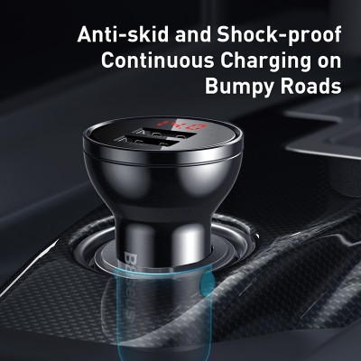 Автомобильное зарядное устройство BASEUS Digital Display Dual, 2*USB + Кабель USB-Micro/Type-C/Lightning, 4.8A, серый, д Автомобильное зарядное устройство BASEUS Digital Display Dual, 2*USB + Кабель USB-Micro/Type-C/Lightning, 4.8A, серый, д
