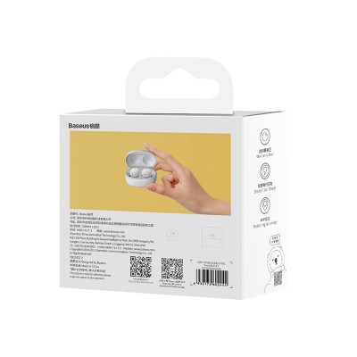 Беспроводные наушники BASEUS Bowie E2, Bluetooth, 40 мАч, белый Беспроводные наушники BASEUS Bowie E2, Bluetooth, 40 мАч, белый