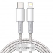 Кабель USB-C BASEUS High Density Braided, Type-C - Lightning, 20W, 2 м, белый