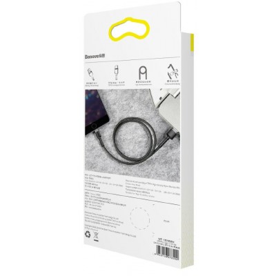 Кабель USB BASEUS Cafule, USB - Lightning, 1.5А, 2 м, серый+черный Кабель USB BASEUS Cafule, USB - Lightning, 1.5А, 2 м, серый+черный