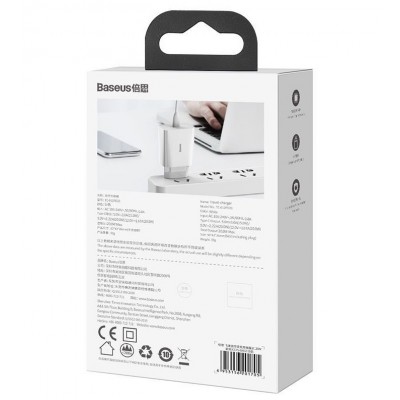 Зарядное устройство BASEUS Speed Mini USB-C, 3A, белый, 20W Зарядное устройство BASEUS Speed Mini USB-C, 3A, белый, 20W