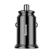 Автомобильное зарядное устройство BASEUS Squre Metal PPS, USB+USB-C, 5A, 30W, черный, быстрая зарядка