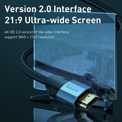 Кабель HDMI BASEUS Enjoyment Series, 4KHD - 4KHD, 0,75 м, черный Кабель HDMI BASEUS Enjoyment Series, 4KHD - 4KHD, 0,75 м, черный