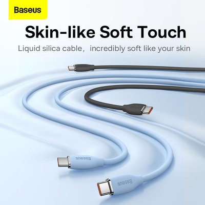 Кабель USB-C BASEUS Jelly Liquid Silica Gel, Type-C - Type-C, 5A, 100W, 1.2 м, черный Кабель USB-C BASEUS Jelly Liquid Silica Gel, Type-C - Type-C, 5A, 100W, 1.2 м, черный