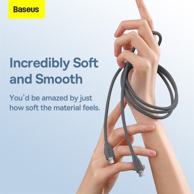 Кабель USB-C BASEUS Jelly Liquid Silica Gel, Type-C - Type-C, 5A, 100W, 1.2 м, черный Кабель USB-C BASEUS Jelly Liquid Silica Gel, Type-C - Type-C, 5A, 100W, 1.2 м, черный