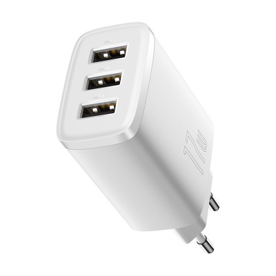 Зарядное устройство BASEUS Compact Charger 3U 3*USB, 3.4A, 17W, белый Зарядное устройство BASEUS Compact Charger 3U 3*USB, 3.4A, 17W, белый