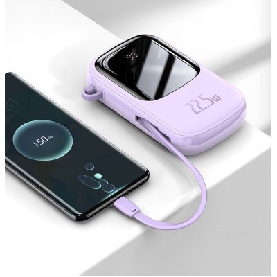 Портативный аккумулятор BASEUS Qpow Digital Display, 3A, 20000 мА⋅ч, фиолетовый, с кабелем Type-C Портативный аккумулятор BASEUS Qpow Digital Display, 3A, 20000 мА⋅ч, фиолетовый, с кабелем Type-C