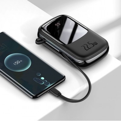 Портативный аккумулятор BASEUS Qpow Digital Display, 3A, 20000 мА⋅ч, черный, с кабелем Type-C Портативный аккумулятор BASEUS Qpow Digital Display, 3A, 20000 мА⋅ч, черный, с кабелем Type-C