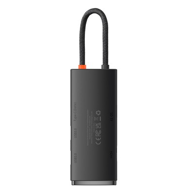 Переходник/Адаптер BASEUS Lite Series 6-Port, Разветвитель, Type-C - 2*USB3.0+HDMI+Type-C Data+SD/TF, черный Переходник/Адаптер BASEUS Lite Series 6-Port, Разветвитель, Type-C - 2*USB3.0+HDMI+Type-C Data+SD/TF, черный
