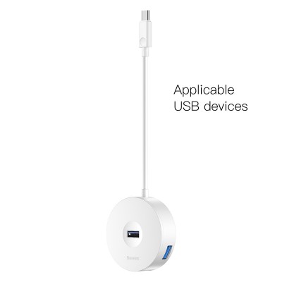 Переходник/Адаптер BASEUS Round Box, Разветвитель, Type-C - 1xUSB3.0 + 3xUSB2.0, 25 см, белый Переходник/Адаптер BASEUS Round Box, Разветвитель, Type-C - 1xUSB3.0 + 3xUSB2.0, 25 см, белый