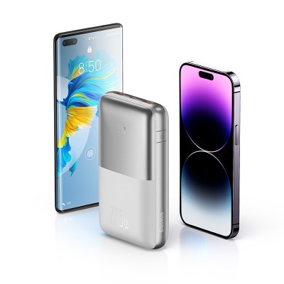 Портативный аккумулятор BASEUS Bipow Pro Digital Display Fast Charge 22.5W, 3A, 20000 мА⋅ч, белый Портативный аккумулятор BASEUS Bipow Pro Digital Display Fast Charge 22.5W, 3A, 20000 мА⋅ч, белый